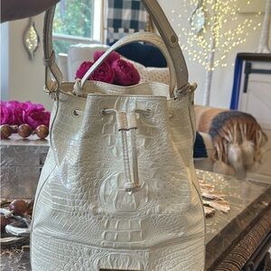 Brahmin Pearl Iridescent colored Crocodile-Embossed Shoulder bucket Bag!!